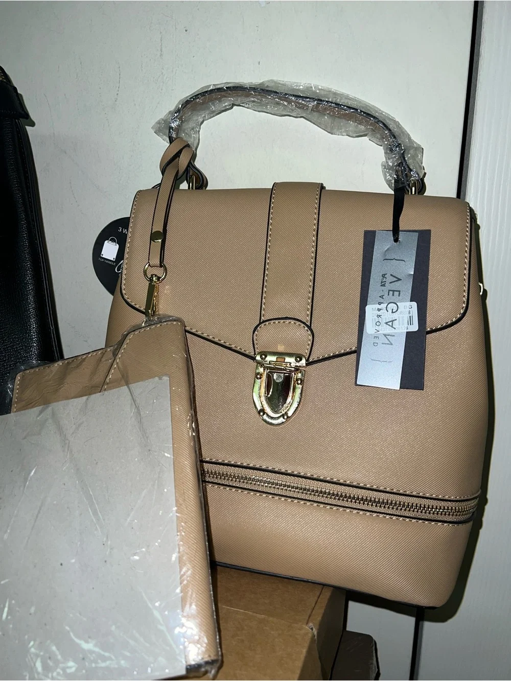 Beige Women’s Top-Handle Satchel Bag